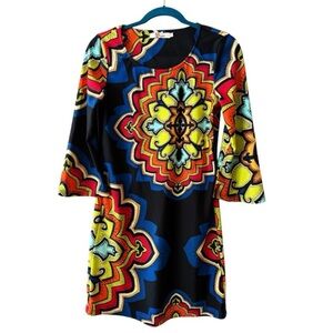 Aryeh Bright Placement Print Shift Dress Size Small
